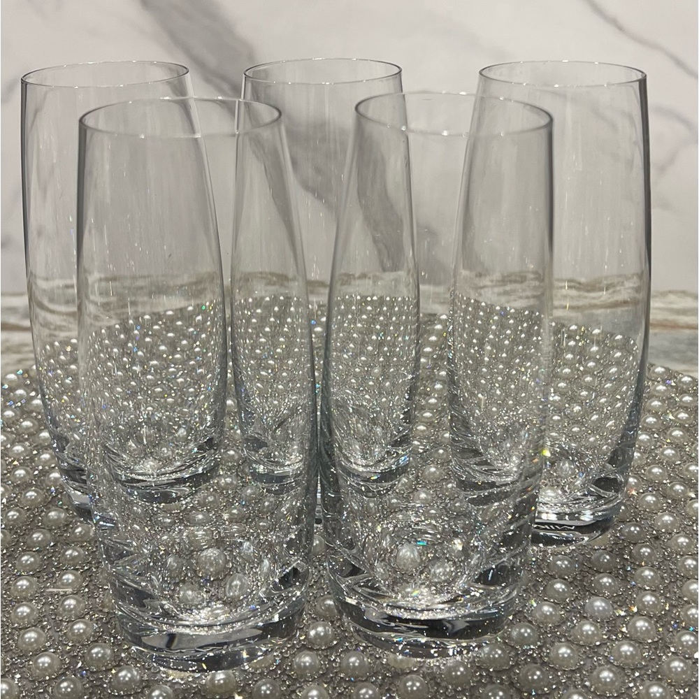 Mikasa Julie Signed 9 oz. Crystal Stemless Champagne Flutes – Set of 5 - Picture 6 of 6